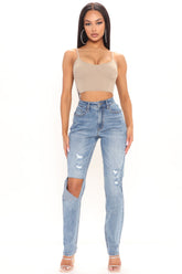 Cut It Out Slim Straight Jeans - Medium Blue Wash Ins Street